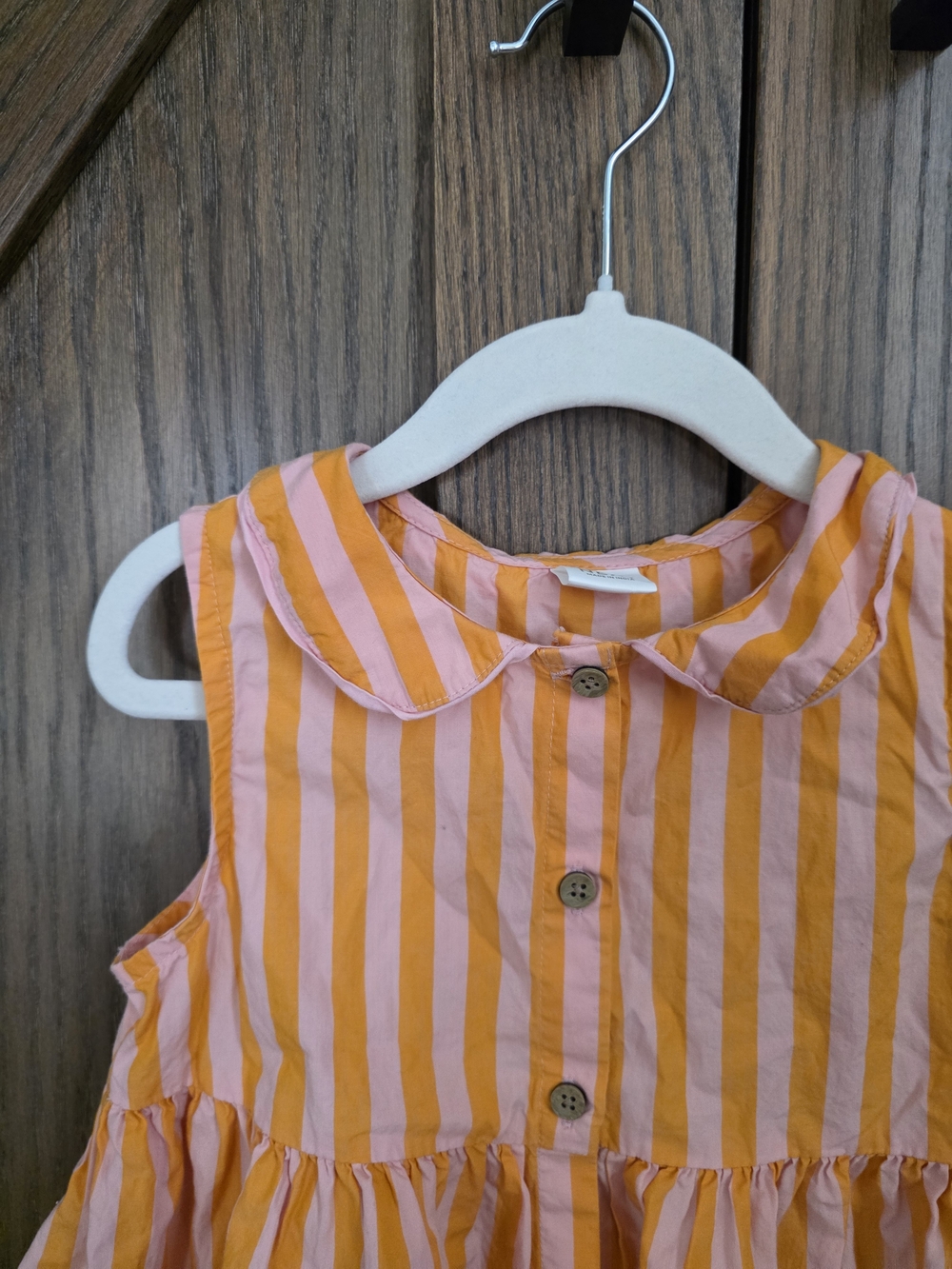 NEXT Pink & Orange Striped Button-Front Shirt Dress - Picture 2 of 4